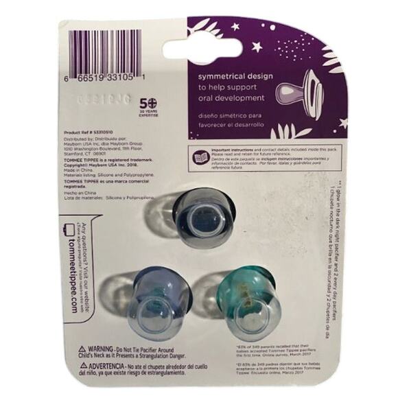 NEW Tommee Tippee Day and Night 0-6 month Pacifiers Glow in the dark Orthodontic - Picture 2 of 2